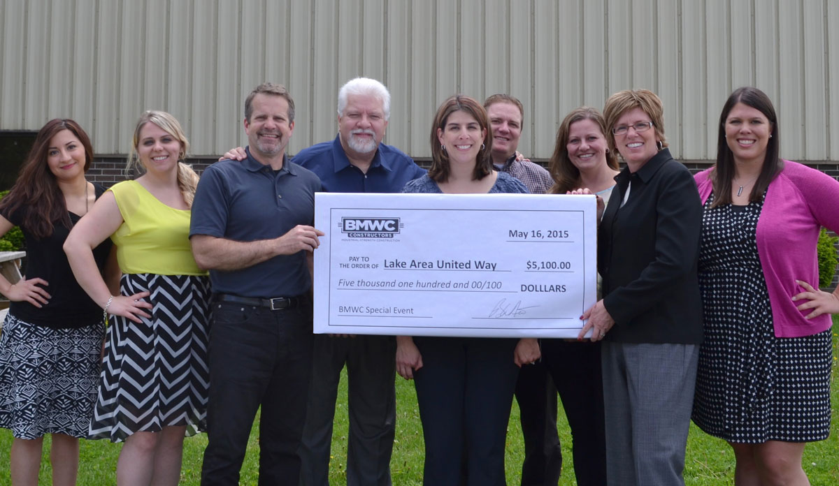 BMWC Constructors Donates Fundraiser Proceeds to Lake Area United Way in 2015