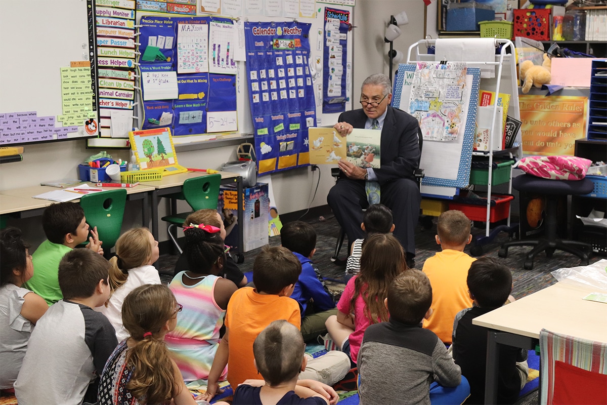 Donation and Reading at Thomas Jefferson Elementary School