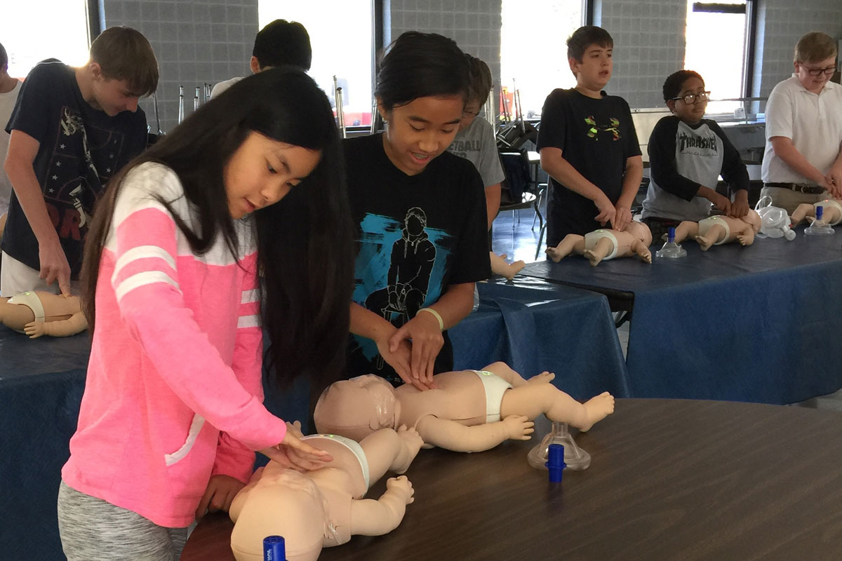 7th Graders Learn Life Saving Techniques at St. Mary’s School in Crown Point