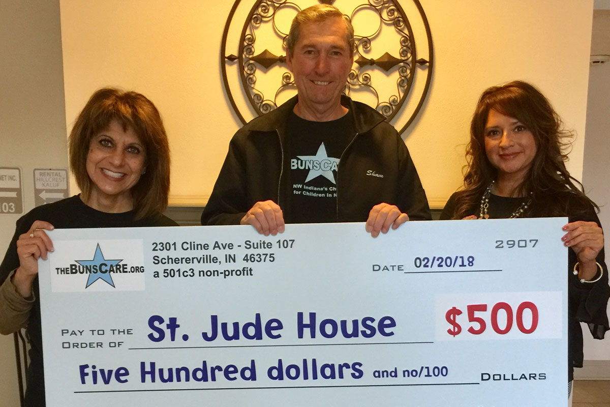 Buns Care Charity Presented St. Jude House With a Check for $500 in Support of Their Let Kids Be Kids Campaign