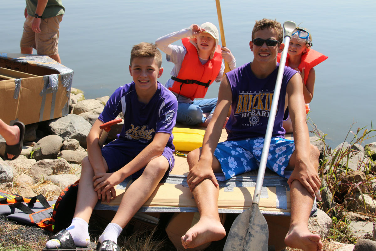 Hobart Dam Duct Tape & Cardboard Boat Regatta Provides Racers Family Fun Racing Unlikely Crafts