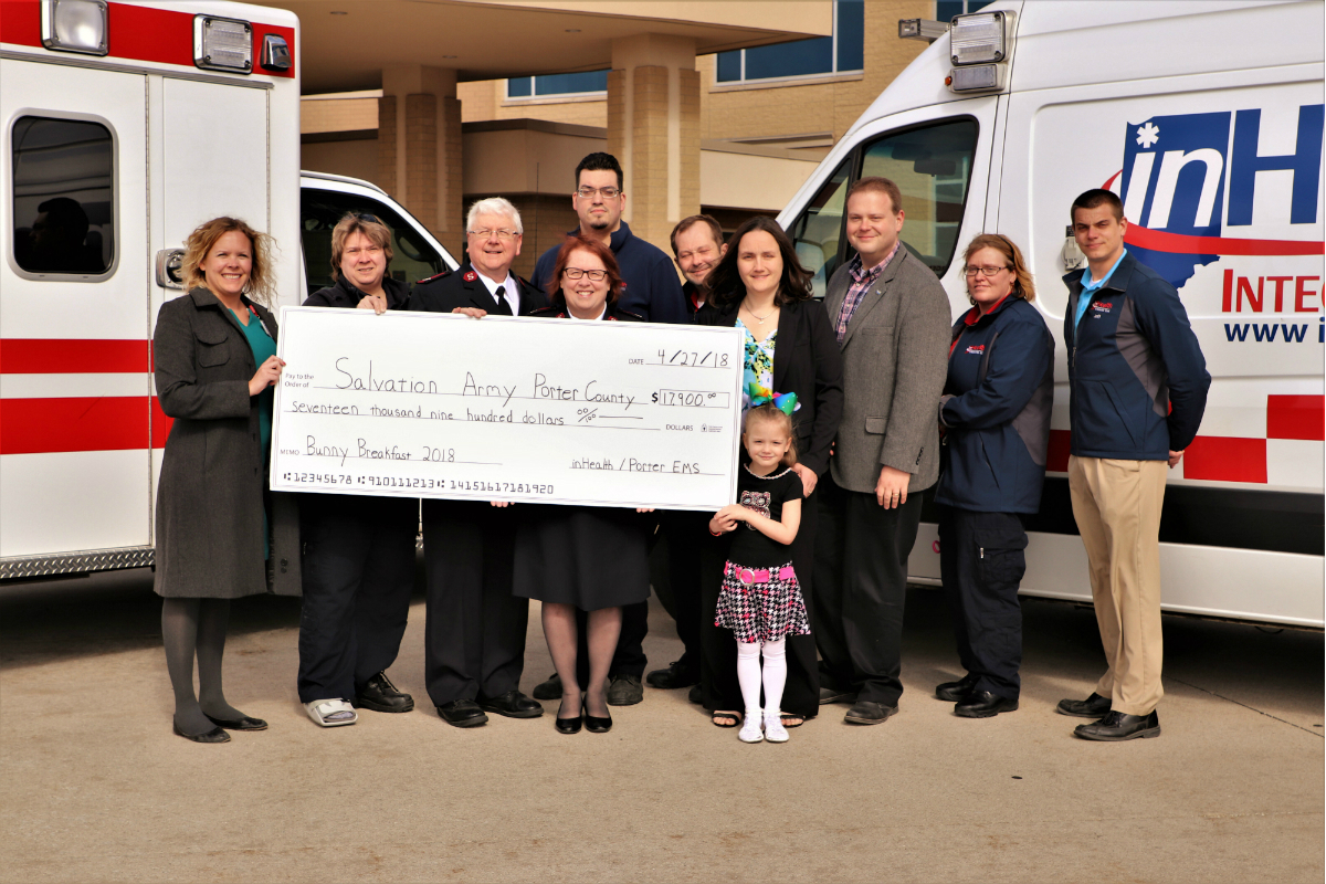 Porter EMS Presents 4th Annual Donation to Porter County Salvation Army