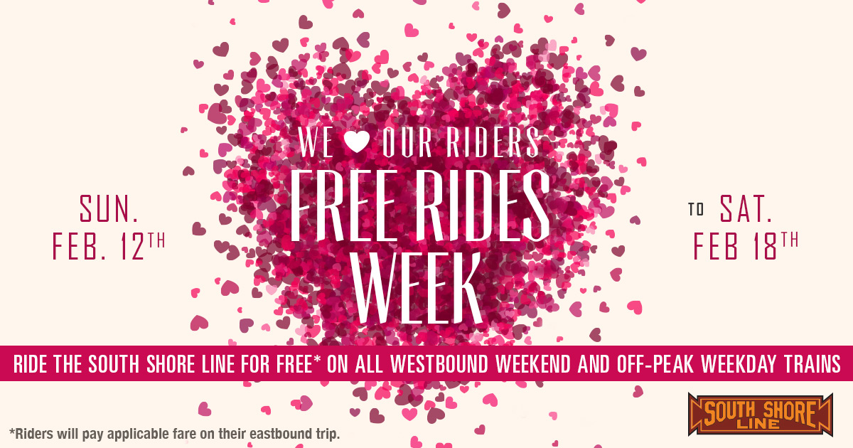 South Shore Line Thanking Riders with Free Rides Week: February 12th – 18th